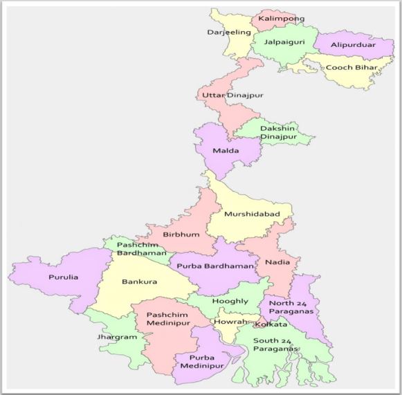 West Bengal district map
